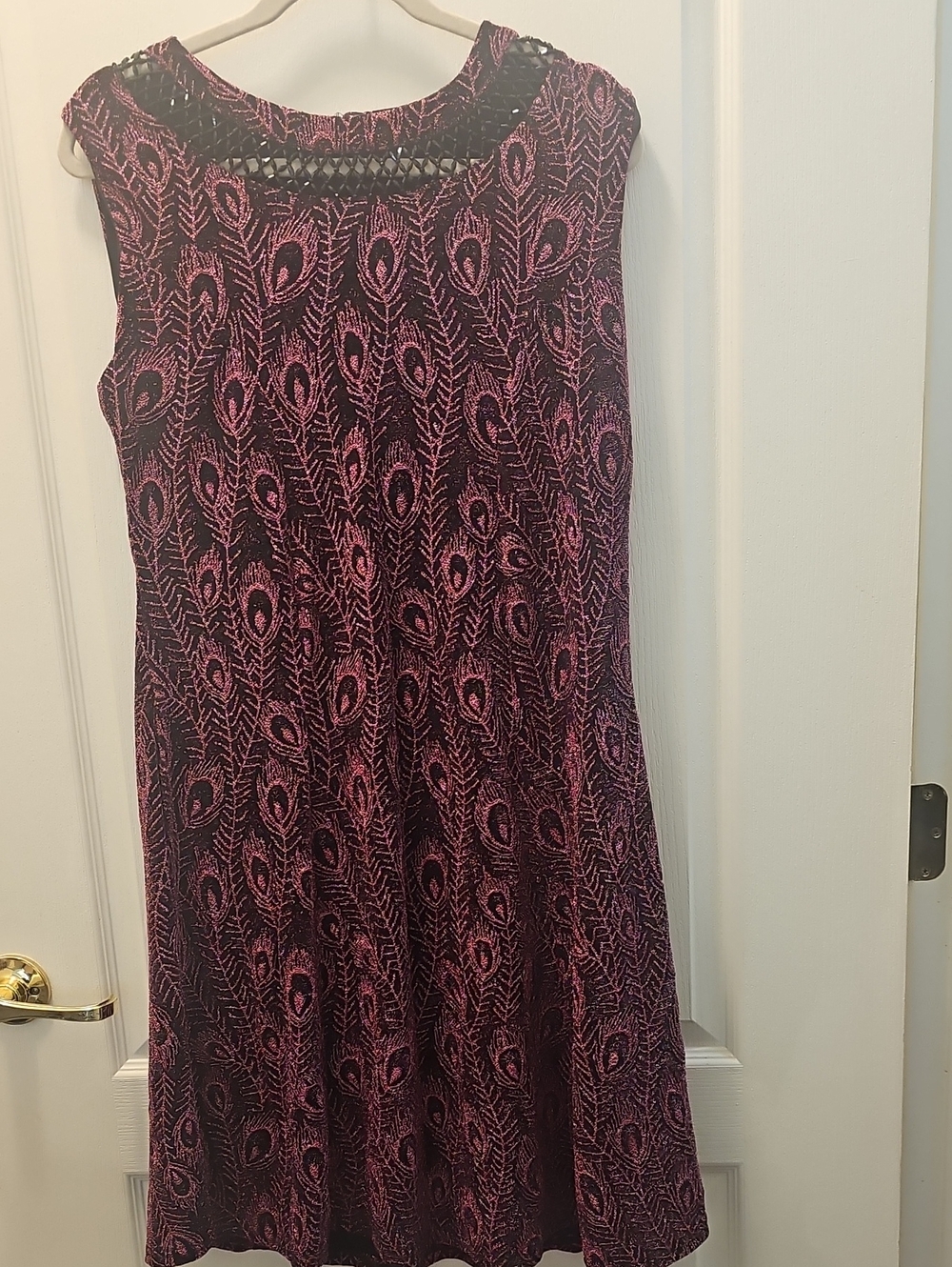 Sleeveless Pink and Black Patterned A-line Dress